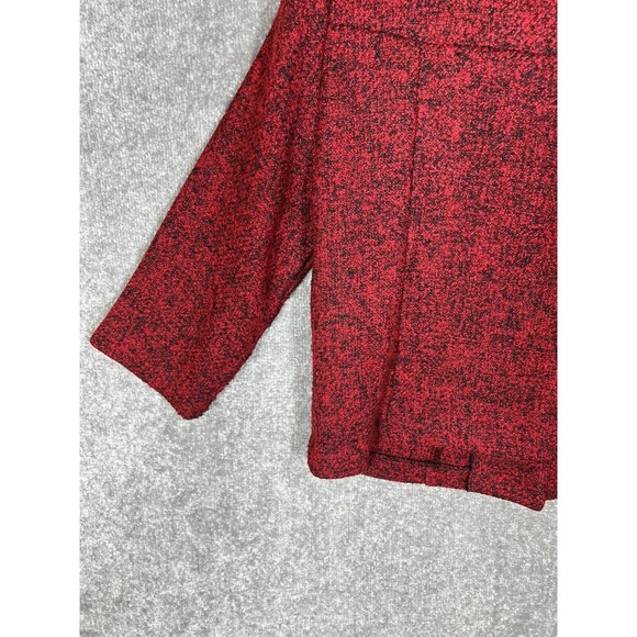 Soft Works Wool Blend 3 Button Knit Blazer Womens Size 10 Red Black 3/4 Sleeve - Picture 12 of 14